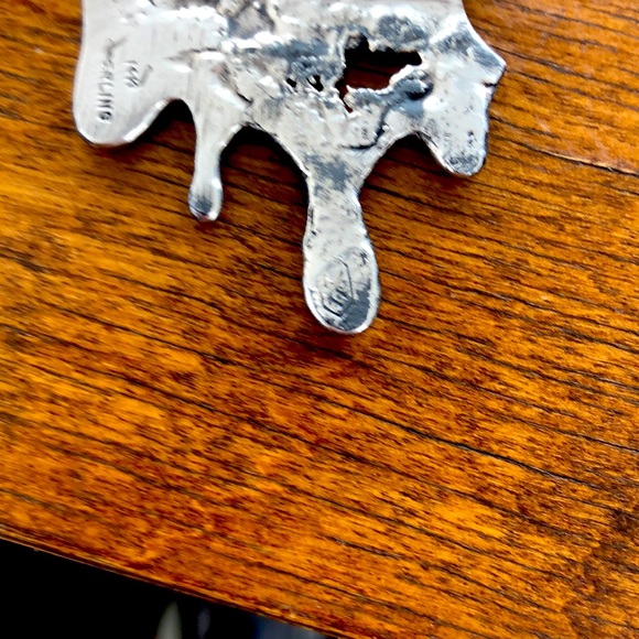 Sterling and 14 K Brutalist Brooch - Picture 6 of 8